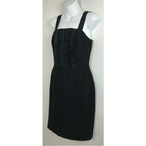 Banana Republic Black Wool Ruffle Front Dress Sz 2 - Picture 3 of 8